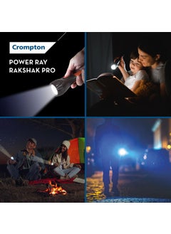 Crompton Crompton Rakshak Pro Rechargeable LED Torch Light with USB TypeC Charging Dual Mode Lighting Black Orange Pack of 2  - Image 4