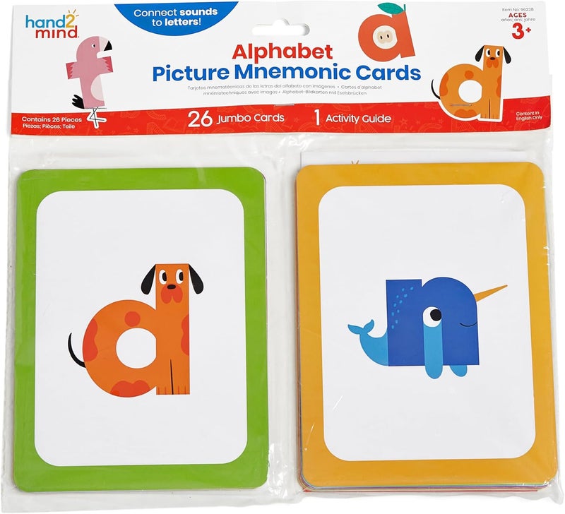 hand2mind Alphabet Picture Mnemonic Cards ABC Flashcards for Kids Classroom Alphabet Cards Early Learning Flash Cards Letter Recognition Montessori Alphabet Cards Toddler Learning Activities - Image 1