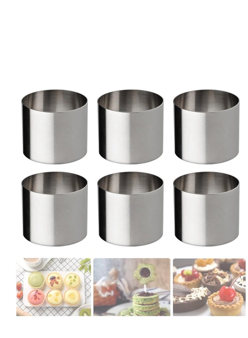 Cake Rings Mold Stainless Steel Nonstick Tart Ring Round Ring Molds Mousse Dessert Rings Tart Molds for Baking Cake Cookie Biscuit Cutter Muffin Baking Molds 6 Packs - Image 1