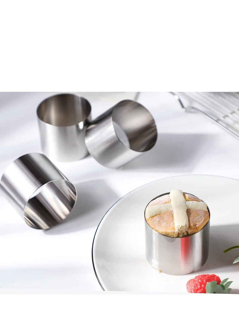 Cake Rings Mold Stainless Steel Nonstick Tart Ring Round Ring Molds Mousse Dessert Rings Tart Molds for Baking Cake Cookie Biscuit Cutter Muffin Baking Molds 6 Packs - Image 2
