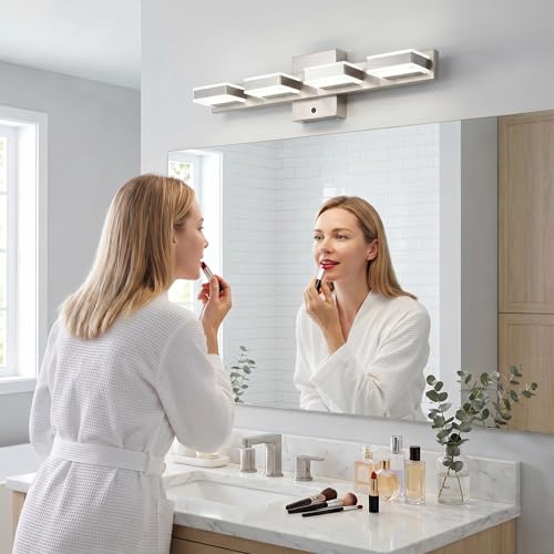 mirrea 24" Brushed Nickel Vanity Light for Bathroom 4 Light Fixture for Mirror 3 CCT Adjustable LED 960 Lumens Dimmable Wall Mount - Image 3