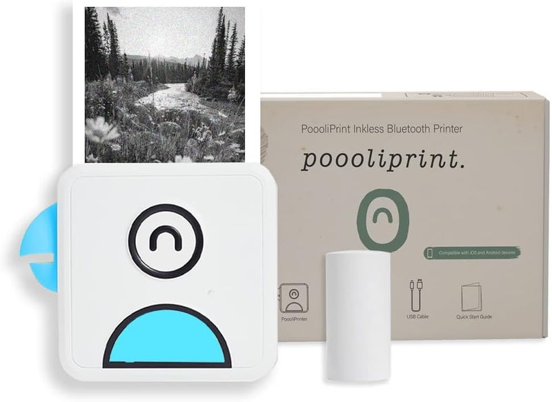 Poooliprint L1 Inkless Pocket Printer - Mini Phone Bluetooth Portable Poooli Thermal Printer for iOS + Android Print Sticky Photos, Labels, Notes, Lists for Journal, Blue - Image 1