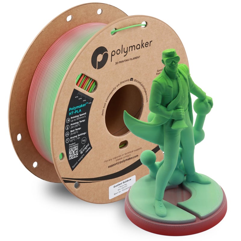 Polymaker HT-PLA Filament 1.75mm Gradient Rainbow, High Temp PLA for 3D Printing, Heat Stable Up to 150Â°C, Easy to Print, Works with Most FDM Printers, 1kg Spool - Image 1