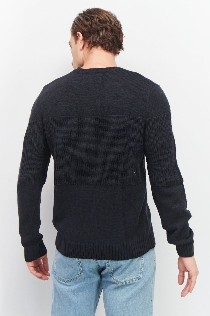 Sorbino Men Round Neck Textured Sweaters, Navy  Blue - Image 3