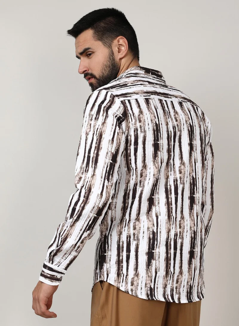 CAHOOT  Men's Beige & Black Ombre Strokes Shirt for Men | Best Price UAE