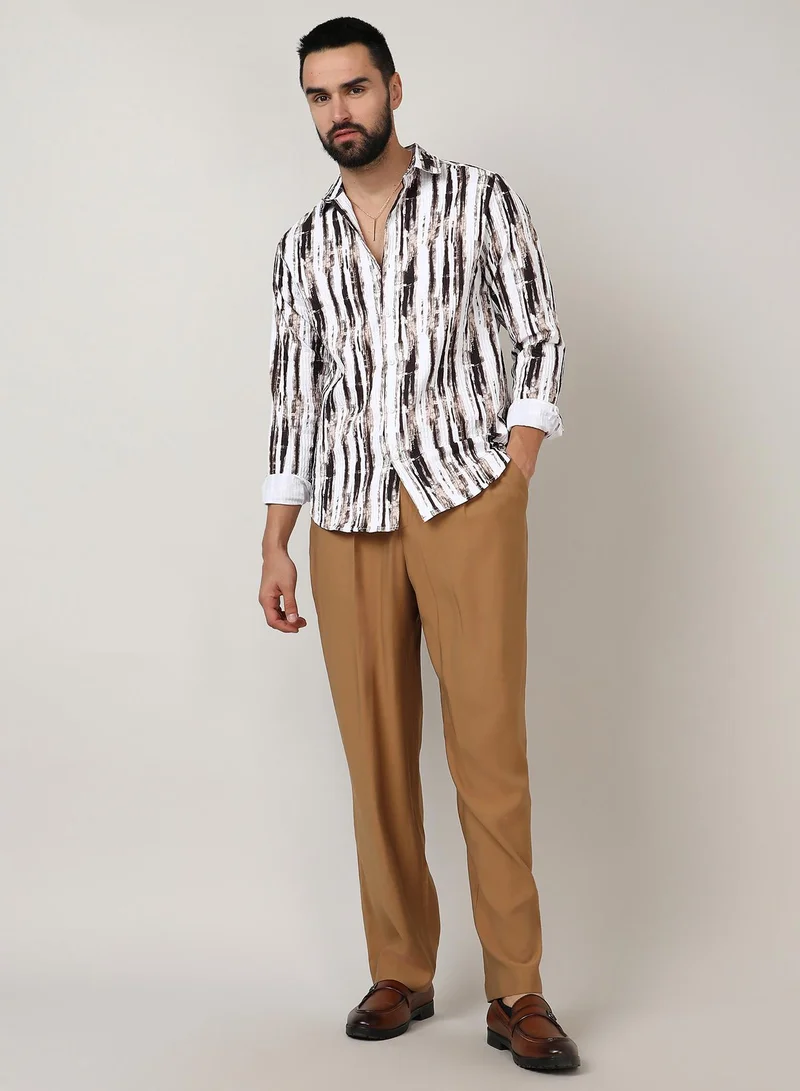CAHOOT  Men's Beige & Black Ombre Strokes Shirt for Men | Best Price UAE