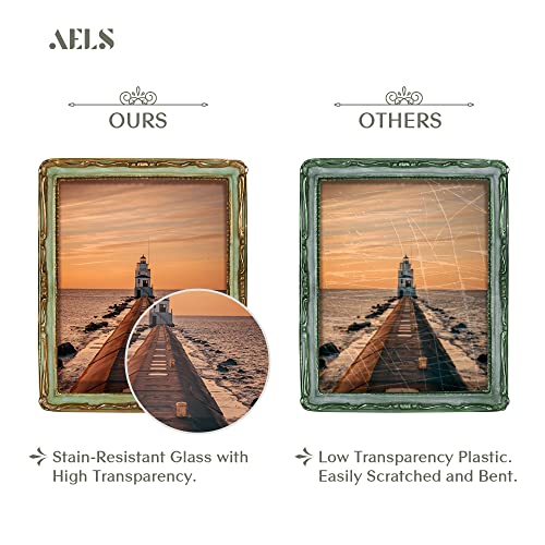 AELS 8x10 Inch Vintage Picture Frame, Elegant Antique Photo Frames with Glass Front, Photo Display, Tabletop Wall Hanging, Gift Ideas,Gold and Green - Image 3