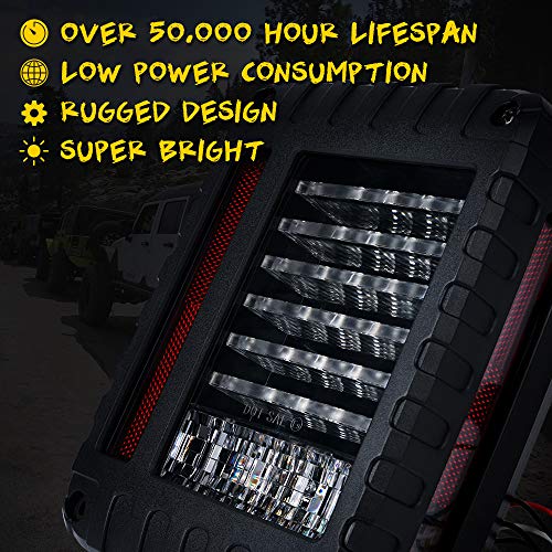 Xprite مصابيح خلفية Xprite مع إشارة فرامل خلفية وإضاءة عكسية، مصابيح LED خلفية متوافقة مع جيب رانجلر 2007-2018 - عدسة شفافة - Image 2