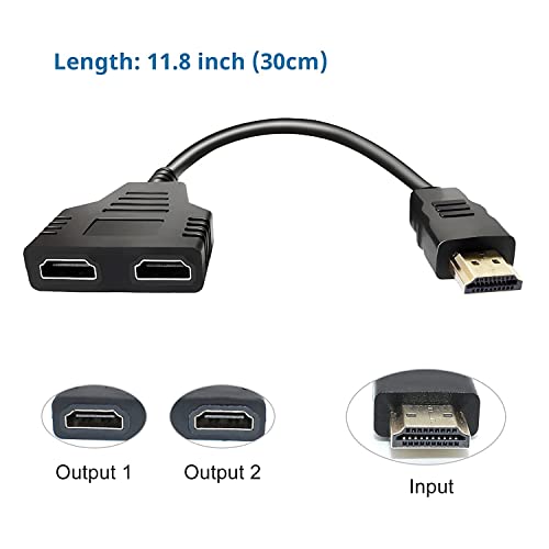 FENTICO HDMI Splitter Adapter Cable HDMI Splitter 1 in 2 Out HDMI Male to Dual HDMI Female 1 to 2 Way for HDMI HD, LED, LCD, TV (in Both Display Same Screen Will Play) (Usage Given Below) - Image 3