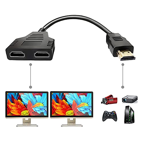 FENTICO HDMI Splitter Adapter Cable HDMI Splitter 1 in 2 Out HDMI Male to Dual HDMI Female 1 to 2 Way for HDMI HD, LED, LCD, TV (in Both Display Same Screen Will Play) (Usage Given Below) - Image 1