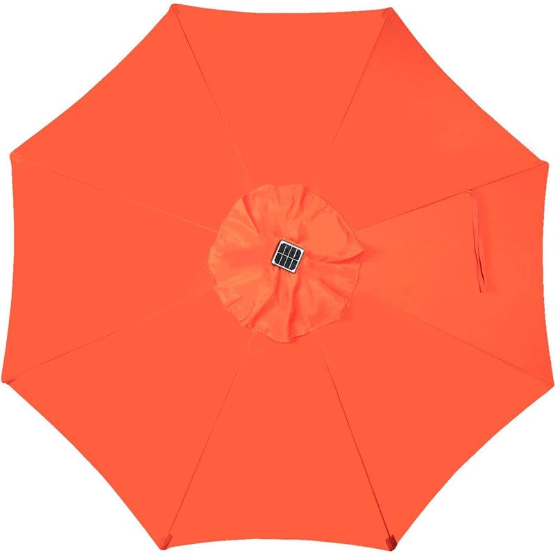 Blissun 9 ft Solar Umbrella, 32 LED Lighted Patio Umbrella, Table Market Umbrella, Outdoor Umbrella for Garden, Deck, Backyard, Pool and Beach (Orange) - Image 3