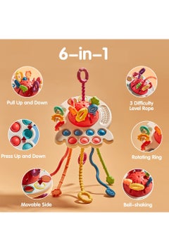 XICEN Baby Montessori Sensory Teething Toy Infants Push and Pull Toy Kids Silicone Pull String Toy Developmental Activity Teether Toy  - Image 3