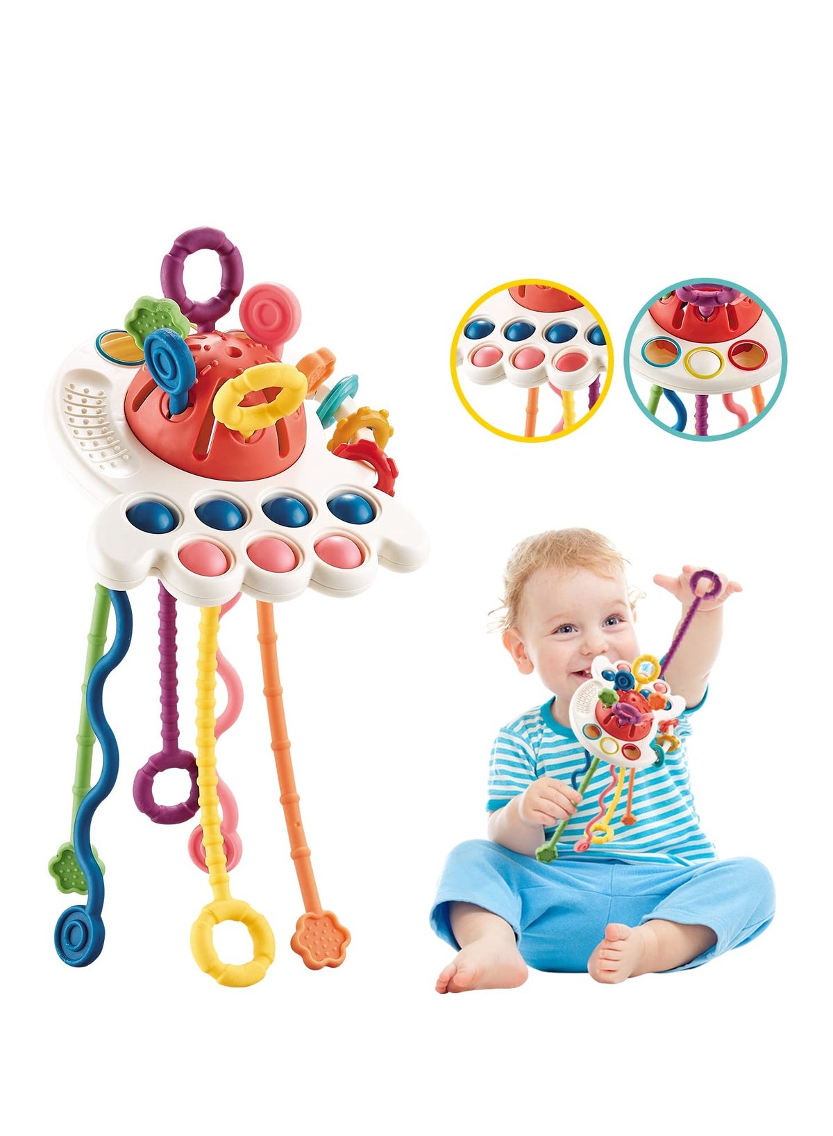 XICEN Baby Montessori Sensory Teething Toy Infants Push and Pull Toy ...