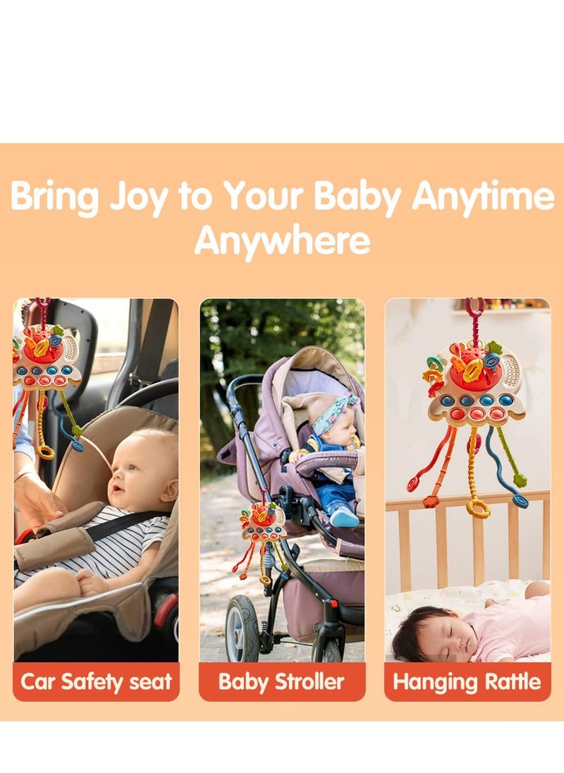 XICEN - Baby Montessori Sensory Teething Toy Infants Push and Pull Toy Kids Silicone Pull String Toy Developmental Activity Teether Toy - Image 1