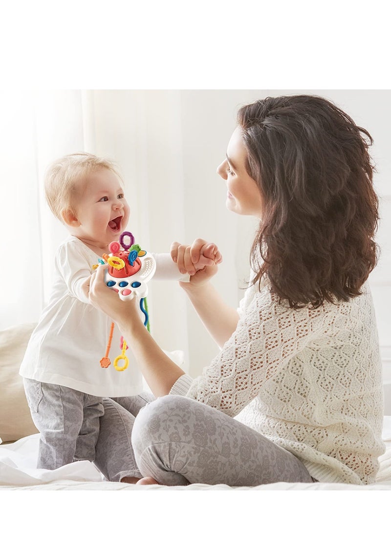 XICEN - Baby Montessori Sensory Teething Toy Infants Push and Pull Toy Kids Silicone Pull String Toy Developmental Activity Teether Toy - Image 1