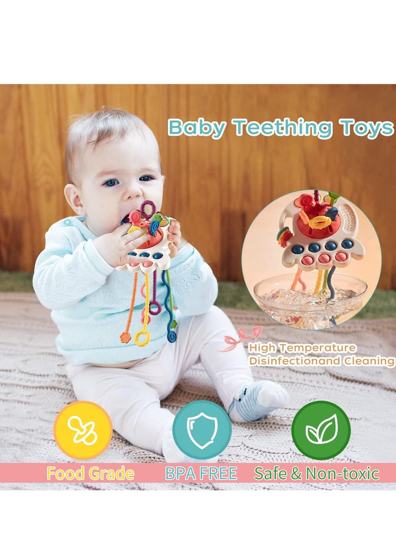 XICEN Baby Montessori Sensory Teething Toy Infants Push and Pull Toy Kids Silicone Pull String Toy Developmental Activity Teether Toy  - Image 2