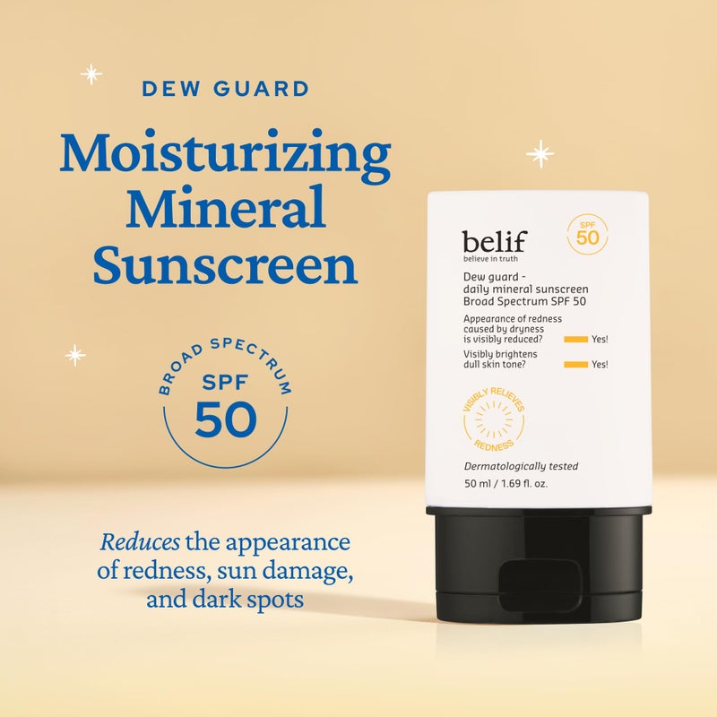 belif Dew Guard - Daily Mineral sun SPF 50 Hydrating Niacinamide Sunscreen (1.69 fl. oz) - Daily Broad Spectrum, Reduces Redness, No-White Cast, Non-Greasy, Korean Skincare - Image 2