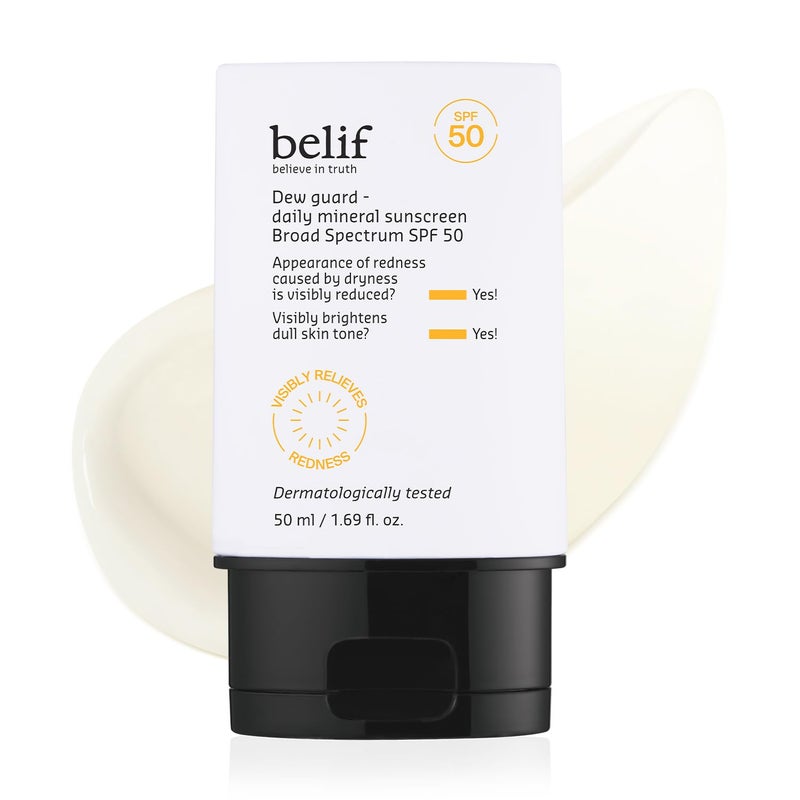 belif Dew Guard - Daily Mineral sun SPF 50 Hydrating Niacinamide Sunscreen (1.69 fl. oz) - Daily Broad Spectrum, Reduces Redness, No-White Cast, Non-Greasy, Korean Skincare - Image 1