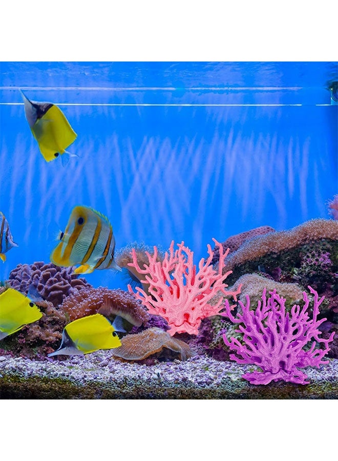 Realfrog 4 Pack Artificial Aquarium Coral Decor, Plastic Faux Coral Reef Decorative Cute Fish Tank Decorations, Under The Sea Centerpiece Realistic Ocean Plant Ornaments for Party, Living Room - Image 2