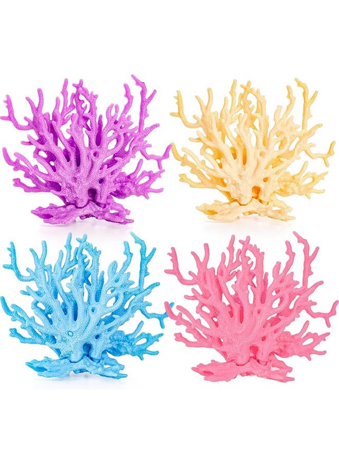 Realfrog 4 Pack Artificial Aquarium Coral Decor, Plastic Faux Coral Reef Decorative Cute Fish Tank Decorations, Under The Sea Centerpiece Realistic Ocean Plant Ornaments for Party, Living Room - Image 3