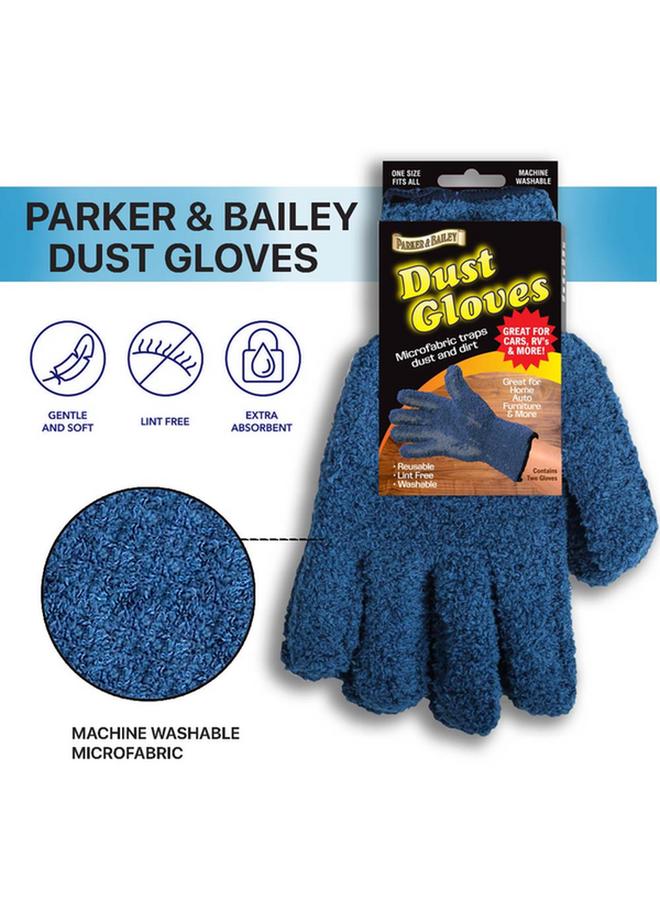 Parker & Bailey 2-Piece Lint Free Reusable Microfiber Dust Glove Set Blue 742085 - Image 1