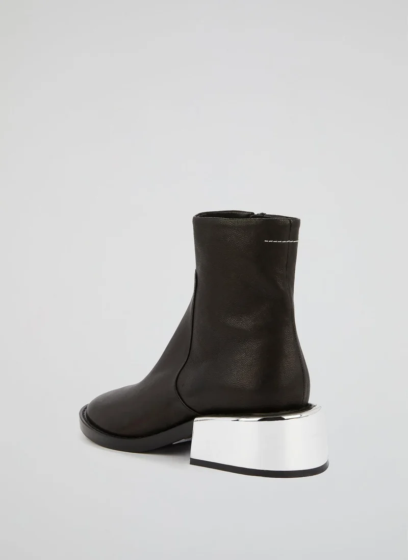 إم إم 6 Black Contrast Heel Tabi Boots