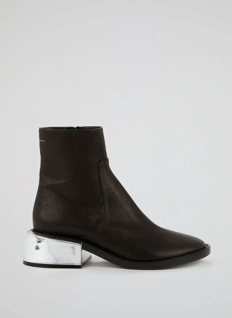 إم إم 6 Black Contrast Heel Tabi Boots