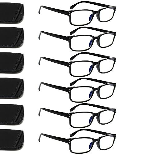 Kerecsen 6-Pack Reading Glasses Blue Light Blocking,Spring Hinge Readers for Men Women,Computer Eyeglasses (6 Black, 1.75, multiplier_x) - Image 1