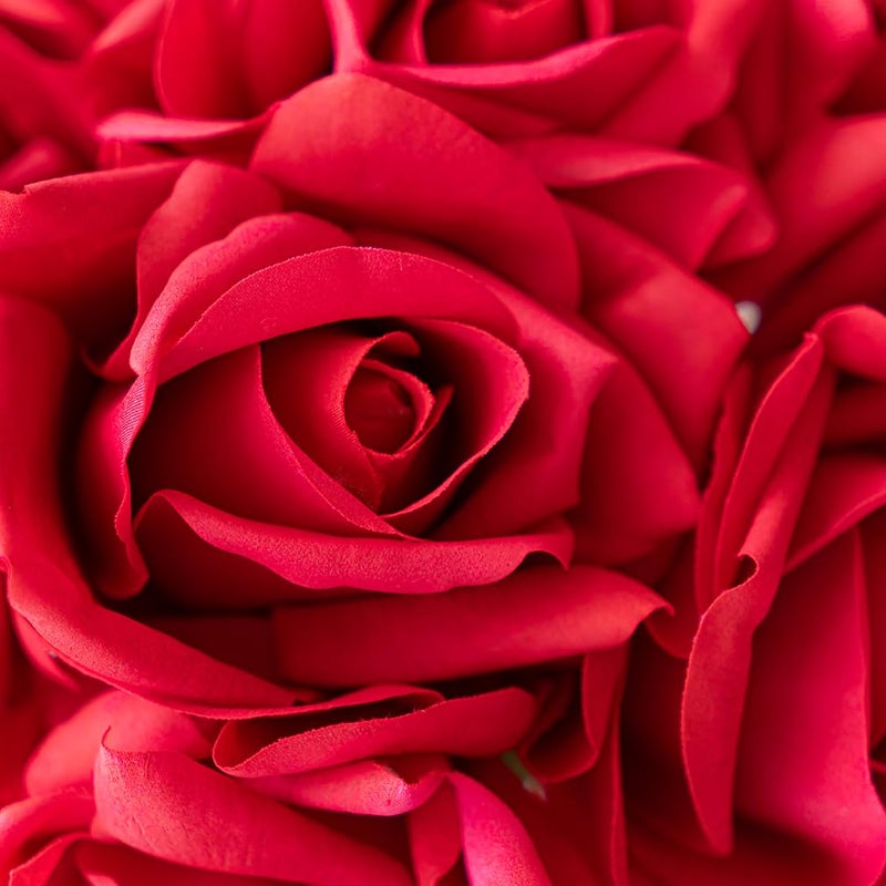 Duyone Artificial Roses Single Stem 10Pcs Fake Silk Flower Arrangement Bouquet Real Touch For Home Party Wedding Decoration(Red) - Image 2