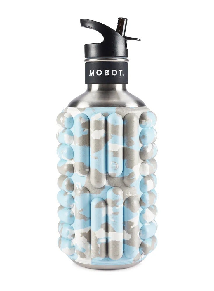 MOBOT Big Bertha Foam Roller Water Bottle -Pastel Blue Camo 1.2L - Image 1