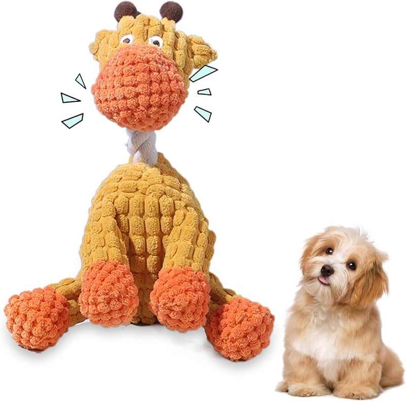Indestructible Plush Squeaky Dog Toy Durable Chew Toy For Aggressive Chewers Orange - Image 1