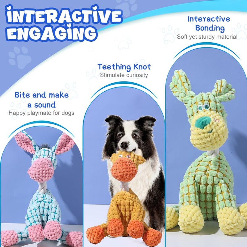 Indestructible Plush Squeaky Dog Toy Durable Chew Toy For Aggressive Chewers Orange - Image 4