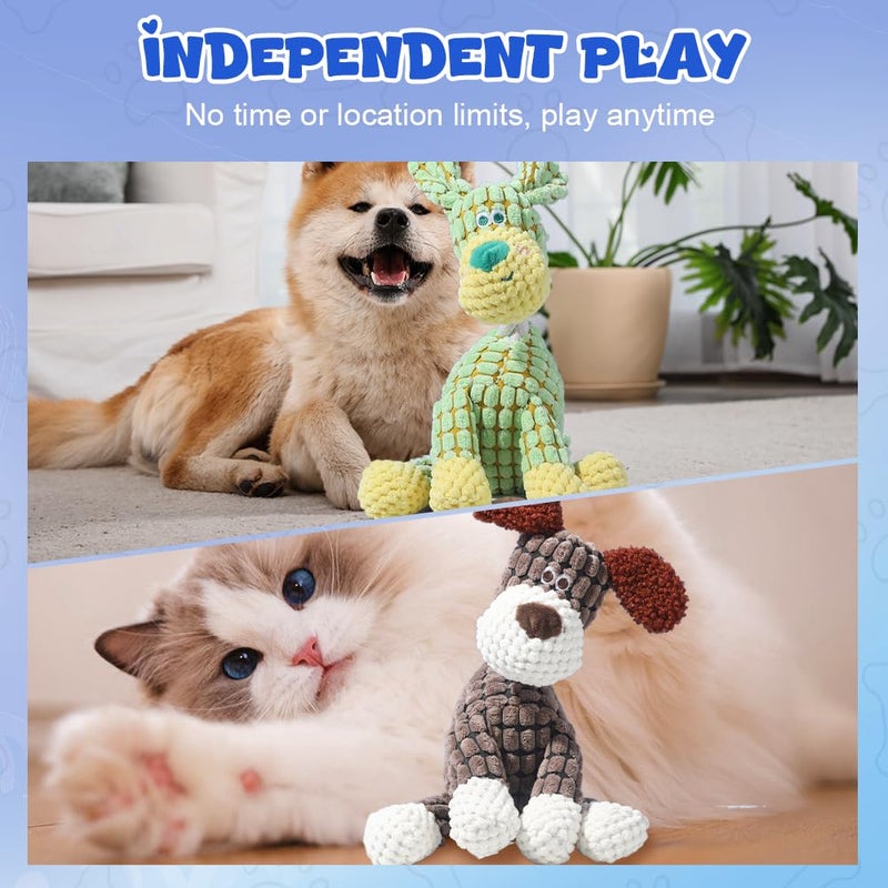 Indestructible Plush Squeaky Dog Toy Durable Chew Toy For Aggressive Chewers Orange - Image 5