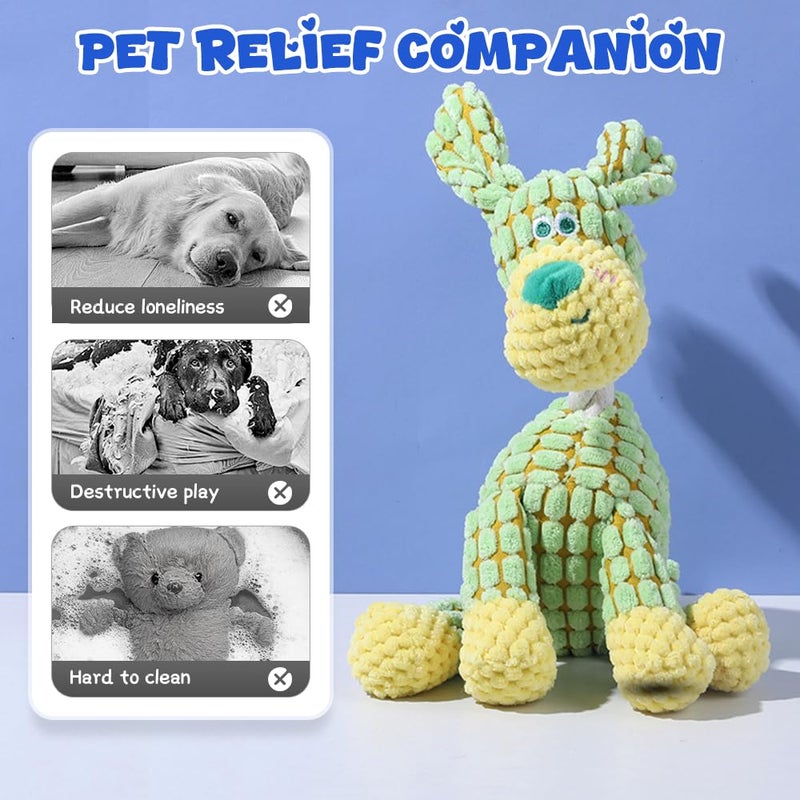 Indestructible Plush Squeaky Dog Toy Durable Chew Toy For Aggressive Chewers Orange - Image 3