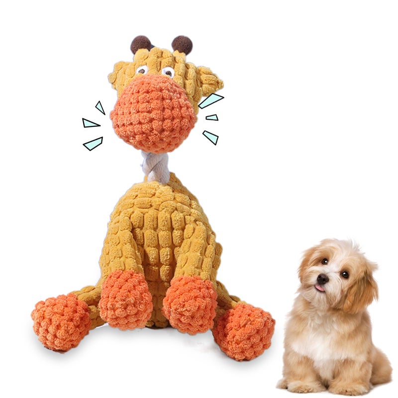 Indestructible Plush Squeaky Dog Toy Durable Chew Toy For Aggressive Chewers Orange - Image 2