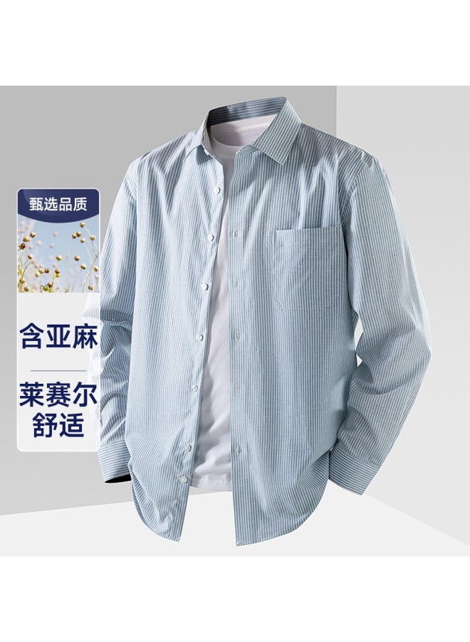 Fapai Easy-care Men's Long Sleeve Shirt Comfortable And Versatile Classic Striped Shirt - Image 2