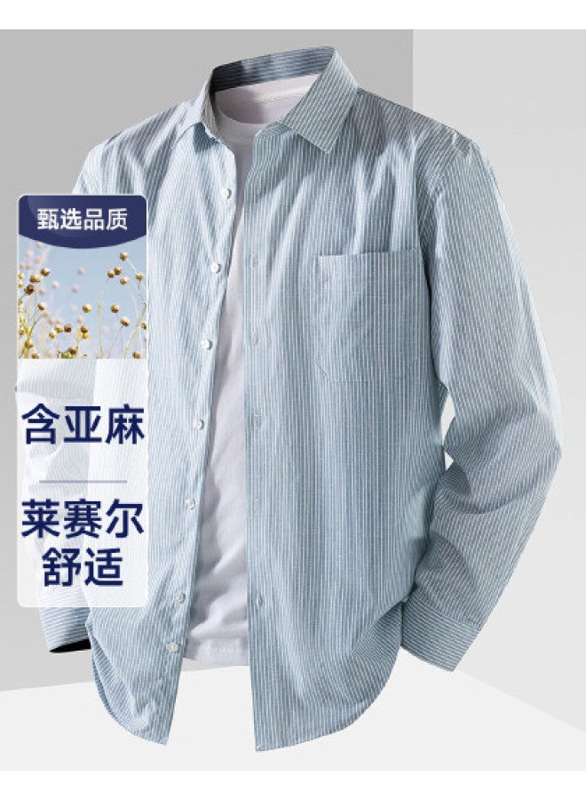 Fapai Easy-care Men's Long Sleeve Shirt Comfortable And Versatile Classic Striped Shirt - Image 1