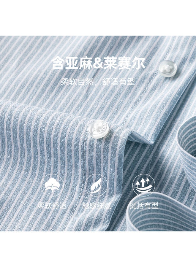 Fapai Easy-care Men's Long Sleeve Shirt Comfortable And Versatile Classic Striped Shirt - Image 5
