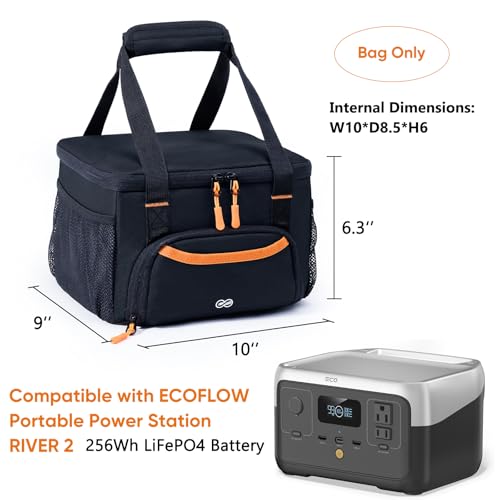 FRECOLSH Heavy-Duty Portable Power Station Storage Case Compatible with Ecoflow RIVER 2 Solar Power Bank Carrying Case for Outdoor Camping Essentials Carrying Case Only - Image 2