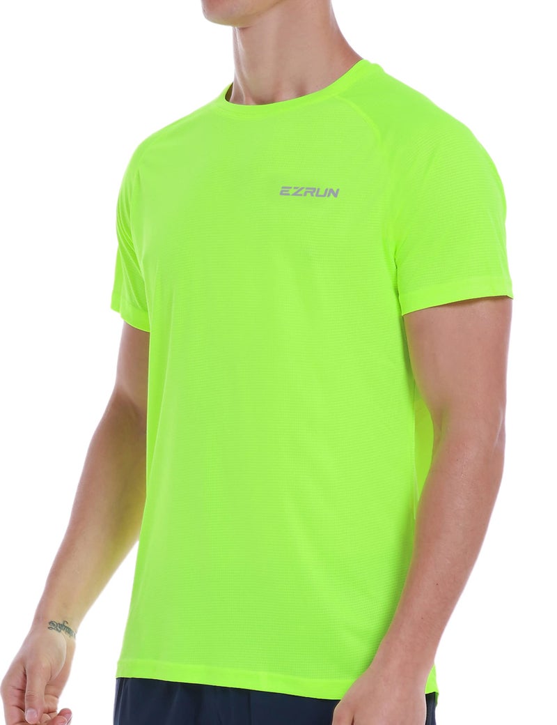 Men's Dry Fit Moisture Wicking Athletic T-Shirt Short Sleeve Workout Running Shirts for Men(Green,L)