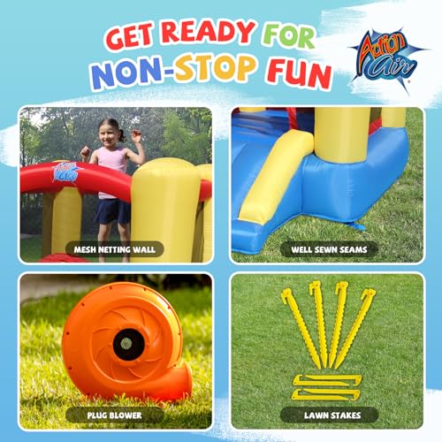 ACTION AIR Bounce House, Toddler Inflatable Bounce House with Blower for Indoor/Outdoor, Bouncy Castle with Durable Sewn and Extra Thick, Jump House with Slide for Kids (9309Y) - Image 2
