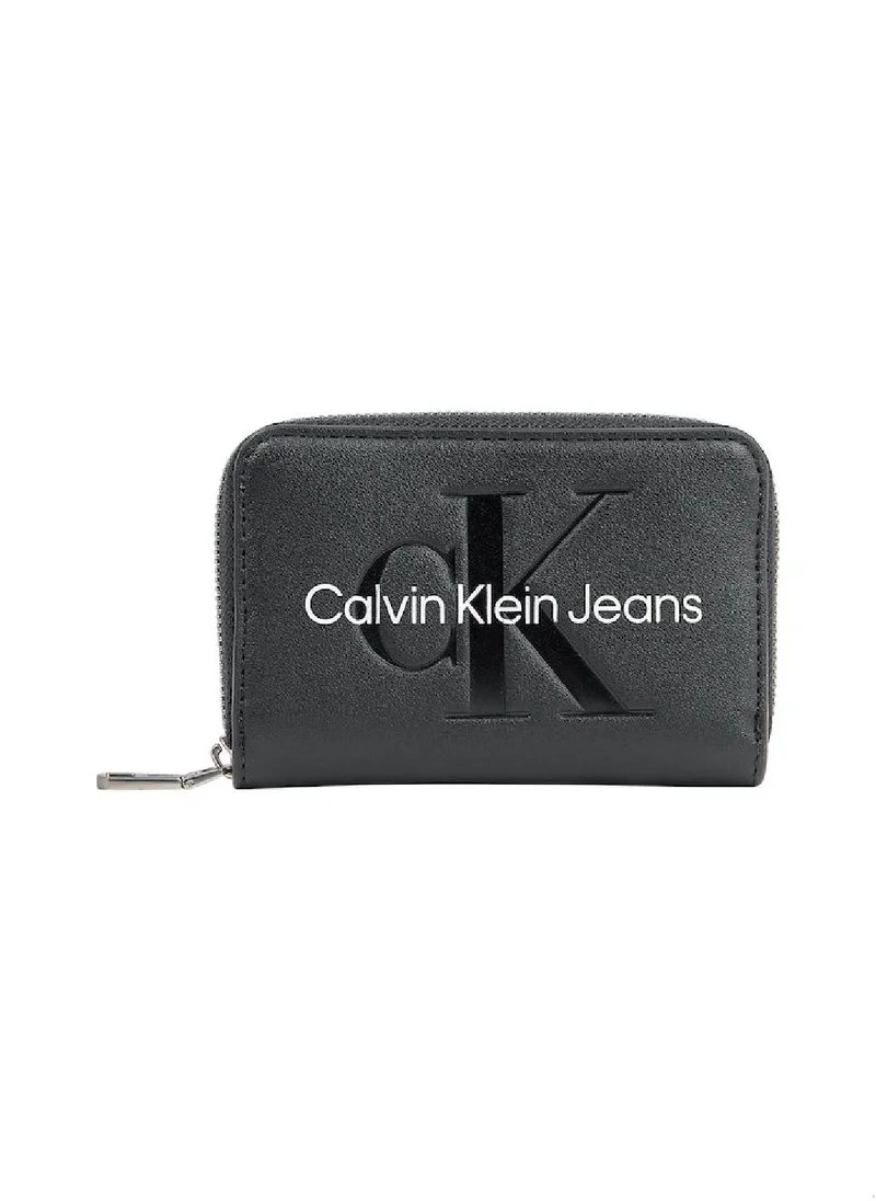 Calvin Klein Jeans Women's RFID Logo Zip Around Wallet -  premium faux leather, Black