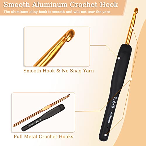 Aeelike 31pcs Crochet Hook Set, Black Gold Crochet Hooks Ergonomic with Grips for Arthritic Hands, Crochets Needles Set with Knitting & Crochet Supplies, Ideal Gift for Crocheting Beginner Lover - Image 3