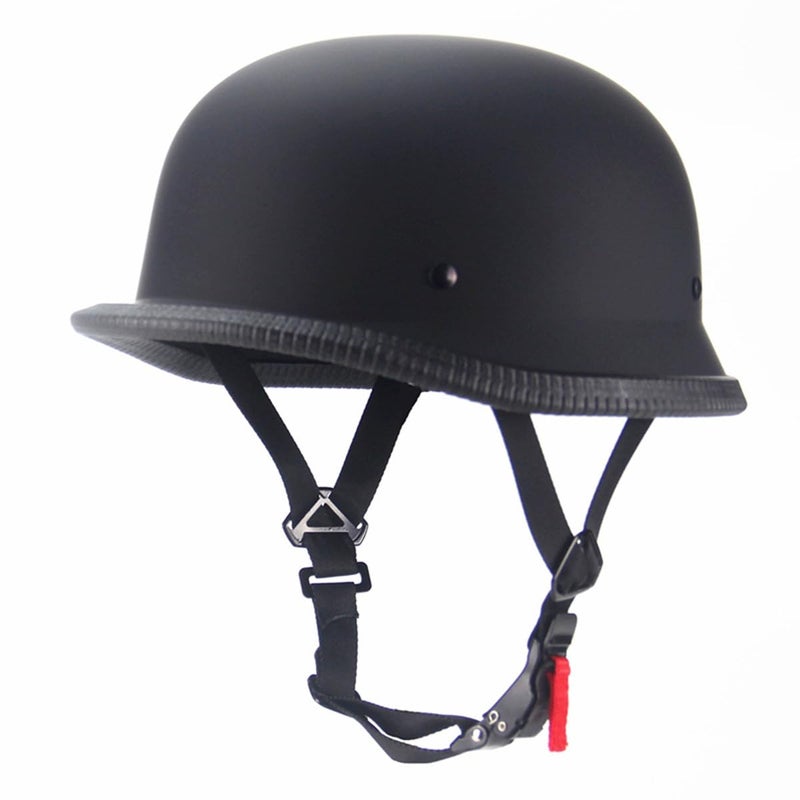 Woljay Vintage motorcycle half helmet German Style casque moto Retro Cruiser Scooter helmets for Adult Men Women DOT Approved Matte BlackM