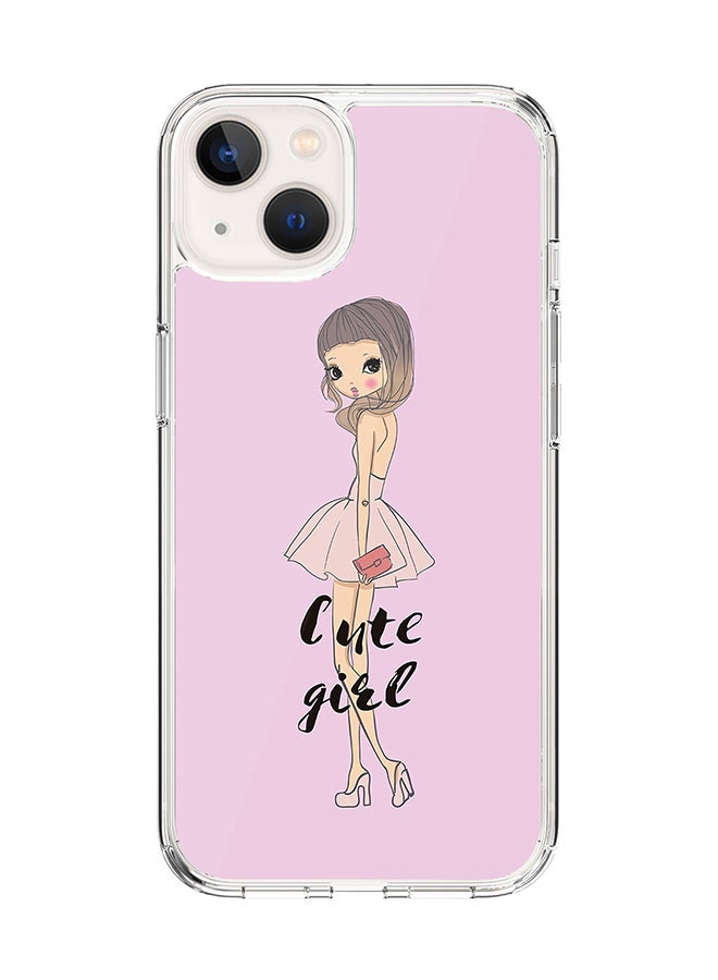 Stylizedd غطاء كلاسيكي شفاف لجهاز آبل آيفون 14 - غلاف هجين ناعم بحواف مرنة مضاد للسقوط TPU PC جل رقيق شفاف [مصمم لجهاز آبل آيفون 14] - فتاة لطيفة مطبوعة بالكامل