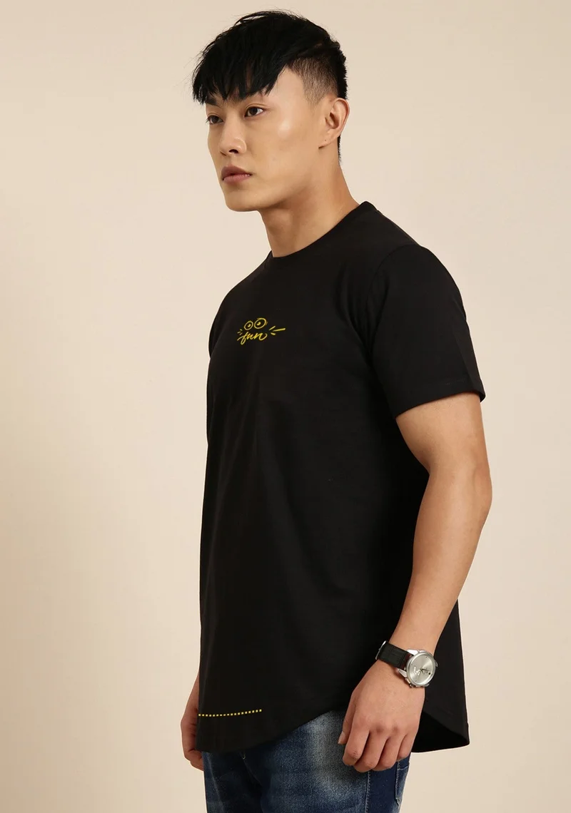Joven  Black Printed Oversize T-Shirt for Men  | Best Price UAE