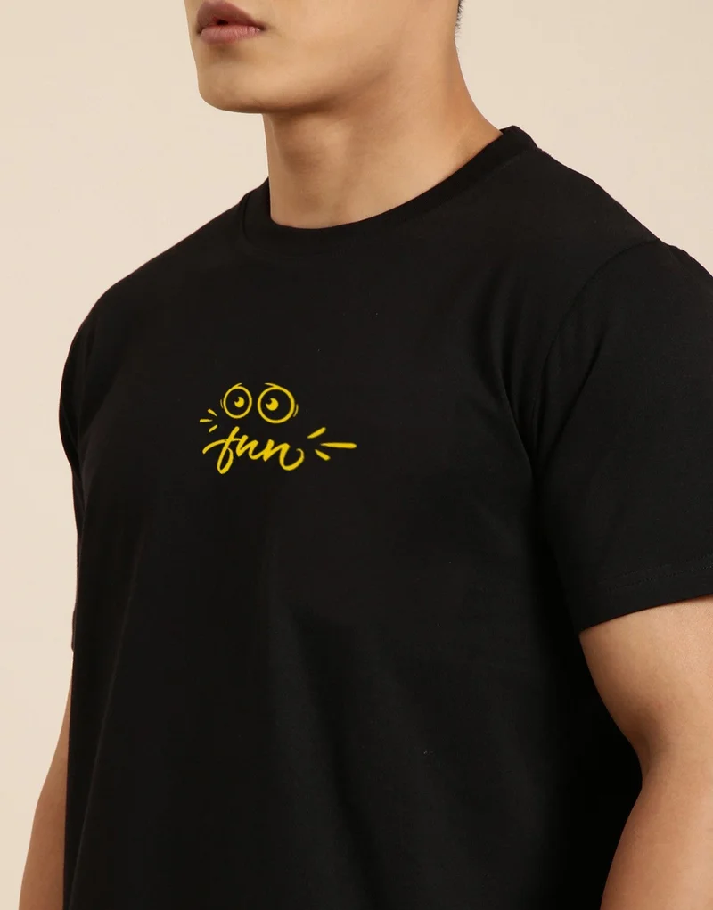 Joven  Black Printed Oversize T-Shirt for Men  | Best Price UAE