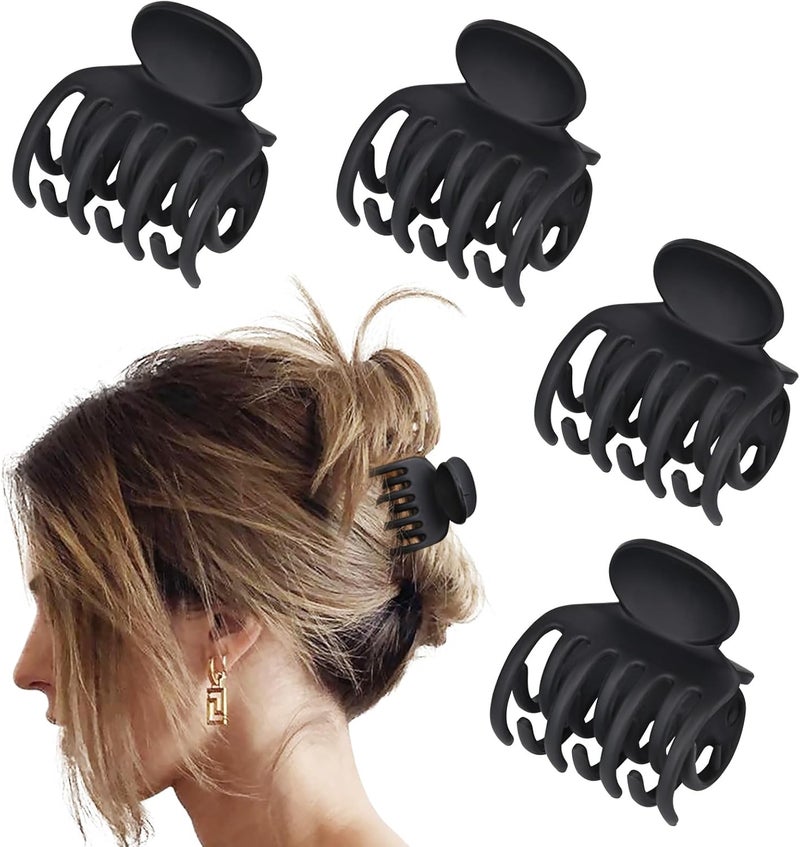 DEEKA Heavy load resistant Hair Clips Small Claw Clips for Thin Short Hair 4 Pack Double Row Teeth 1.6" Medium Matte Non-slip Accessories for Women and Girls -Black Nationwide warehouse layout - Image 1