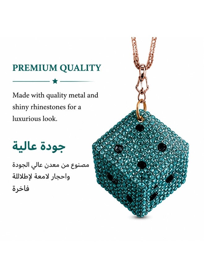 Via Saffi Rhinestone Dice Car Mirror Pendant, Sparkling Lucky Dice Rear View Mirror Hanging Decoration, Stylish Car Interior Accessories Ornament - Image 4