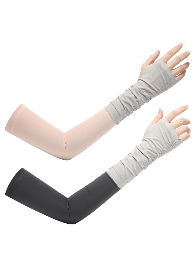 SYOSI 2 Pairs Sun UV Protection Cooling Arm Sleeves Men Women Arm Cooling Sleeve Long Driving Sumer Gloves Anti Slip Sunblock Cycling Sleeve - Image 1